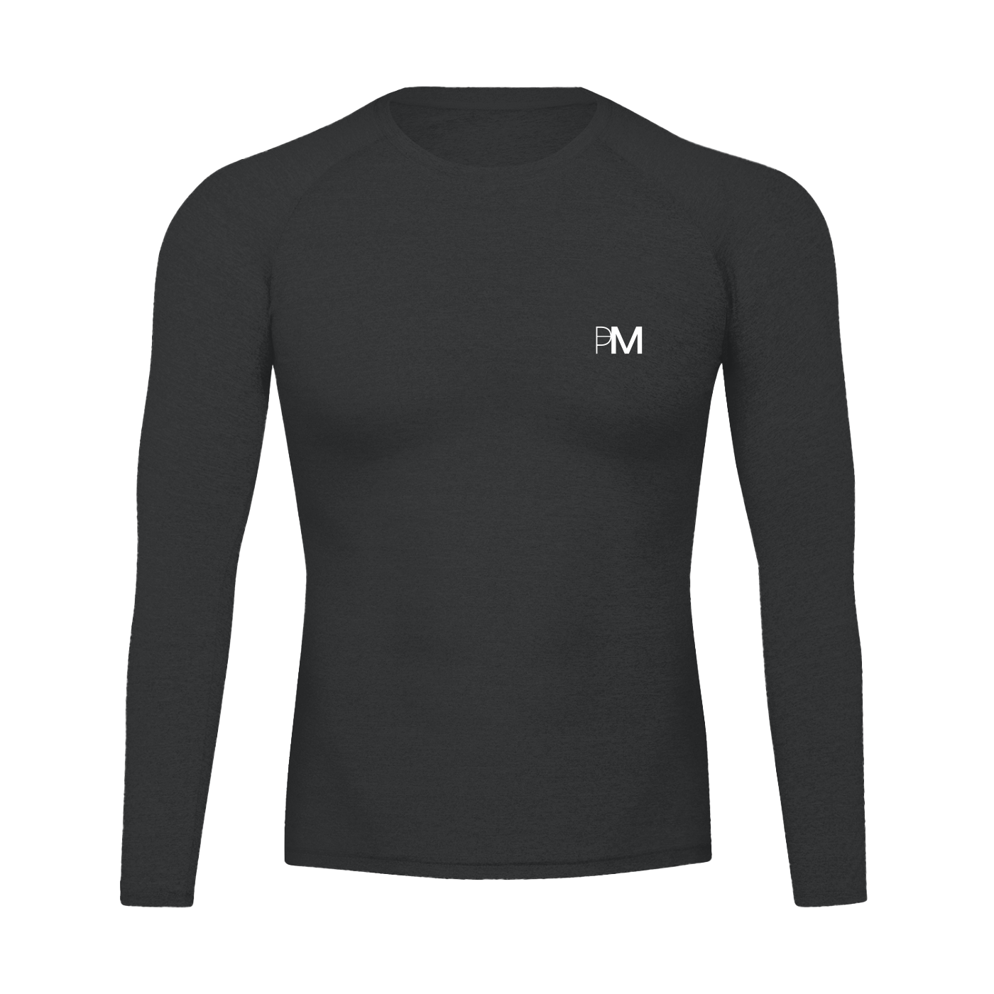 Black long-sleeve shirt with a logo on a white background